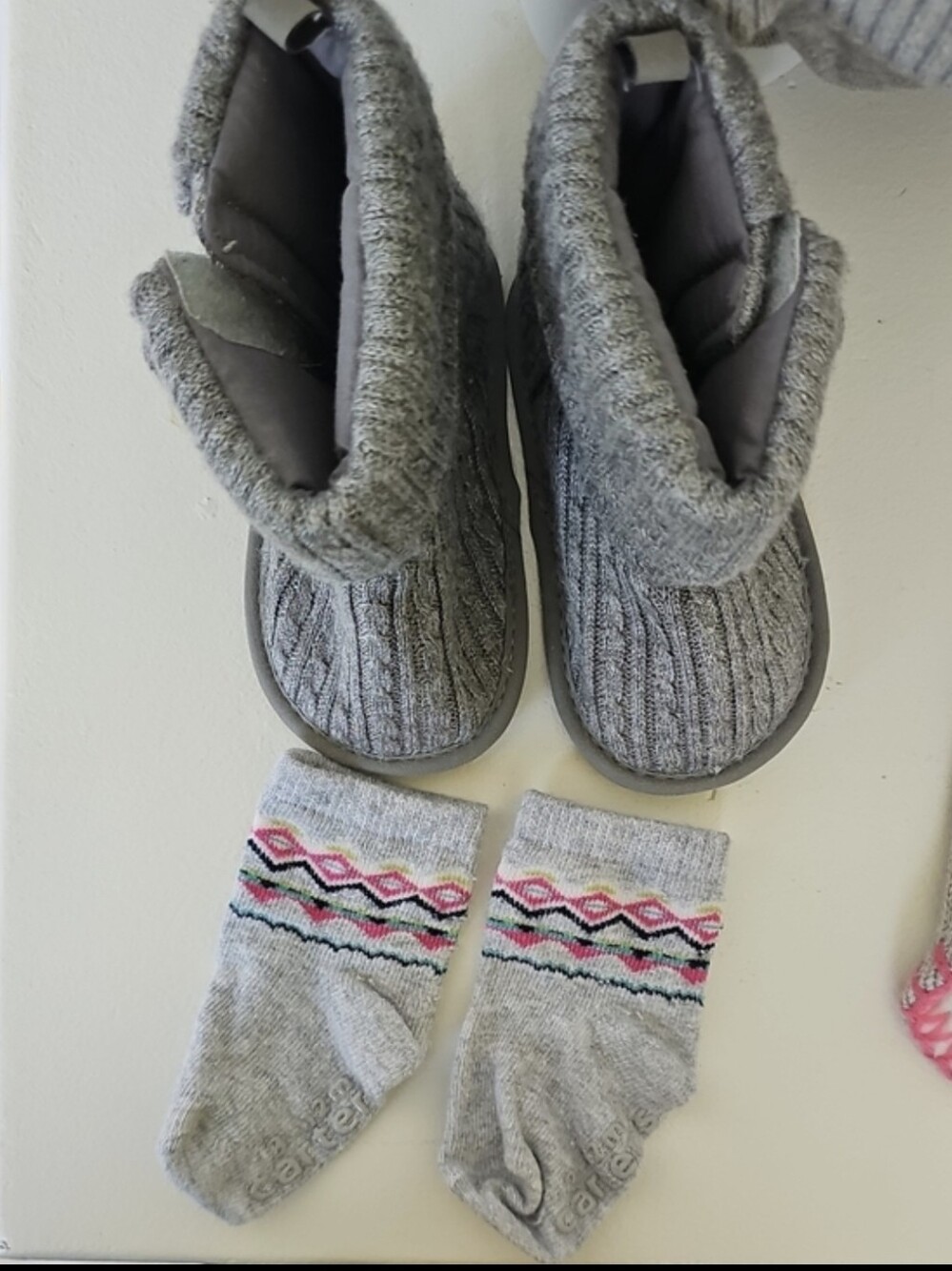 Carter’s | Baby Girl Fair Isle Sweater Dress Outfit Set w/ Hat, Booties & Socks - Picture 14 of 15